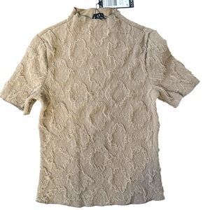 Vero Moda Beige Textured Short Sleeve Top
